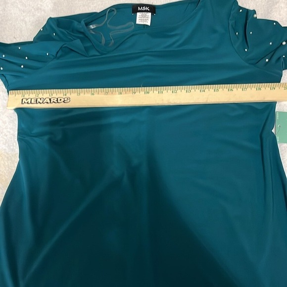 MSK Womens Long Sleeve Dress with Embellished Sleeves Size Large Emerald Grn NWT - Picture 9 of 10